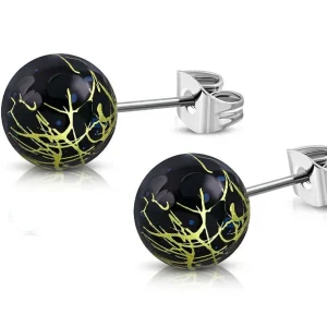 Ohrstecker Perle abstraktes Muster 8mm Silber aus Edelstahl Damen