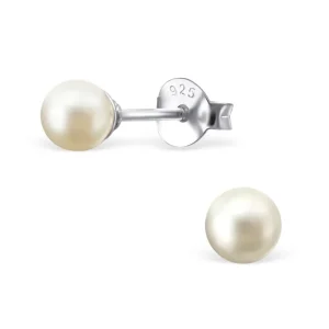 Ohrstecker Perle creme aus 925 Silber Damen
