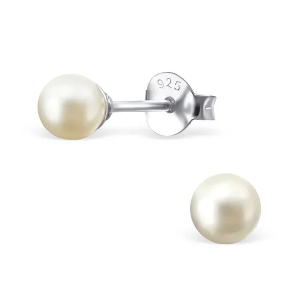 Ohrstecker Perle creme aus 925 Silber Damen