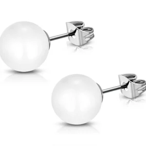Ohrstecker Perle 8mm Silber aus Edelstahl Damen