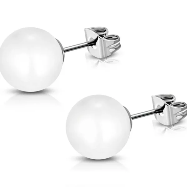 Ohrstecker Perle 8mm Silber aus Edelstahl Damen