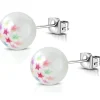 Ohrstecker Perle 9,5mm Silber aus Edelstahl Damen