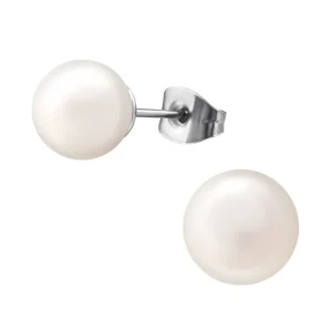 Ohrstecker Perle Rosé 8mm Silber aus Edelstahl Damen