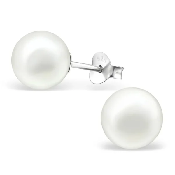 Ohrstecker Perle weiß aus 925 Silber Damen