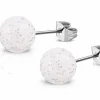 Ohrstecker Perle weiß Glitter 8mm Silber aus Edelstahl Damen