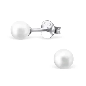 Ohrstecker Perle weiß klein aus 925 Silber Damen