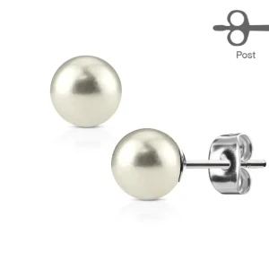 Ohrstecker Perle weiß Silber aus Edelstahl Damen