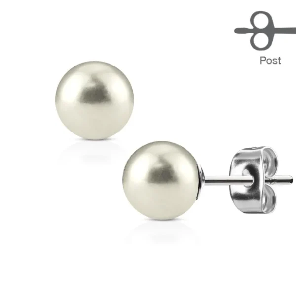 Ohrstecker Perle weiß Silber aus Edelstahl Damen