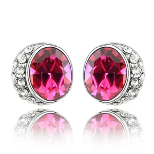 Ohrstecker Pink Pebble Silber aus Messing Damen