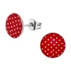 Ohrstecker Rot mit weißen Punkten Rockabilly 10mm aus Edelstahl Damen