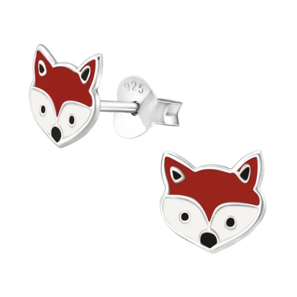 Ohrstecker roter Fuchs aus 925 Silber Kinder