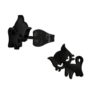 Ohrstecker Schwarze Katze aus Edelstahl Unisex