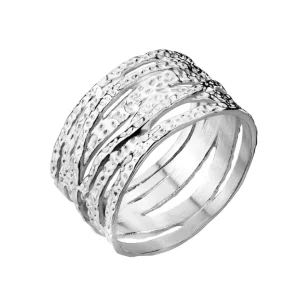 Ring gekreuzt und gehämmert silber aus Edelstahl Damen