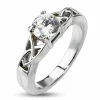 Ring Keltenknoten mit Kristall Silber aus Edelstahl Damen