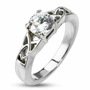 Ring Keltenknoten mit Kristall Silber aus Edelstahl Damen