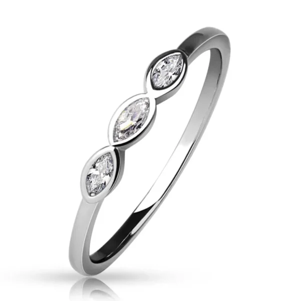 Ring Kristalle schmal Silber aus Messing Damen
