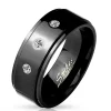 Ring mit drei Kristallen Schwarz aus Edelstahl Herren