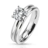 Ring mit Kristall Silber aus Edelstahl Damen