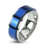 Ring mit Mittelring Blau aus Edelstahl Unisex