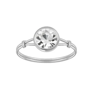 Ring mit rundem Kristall aus 925 Silber Damen