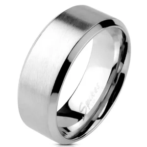 Ring mit schrägem Rand Silber aus Edelstahl Unisex