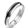 Ring mit schwarzem Zierstreifen silber aus Edelstahl Unisex