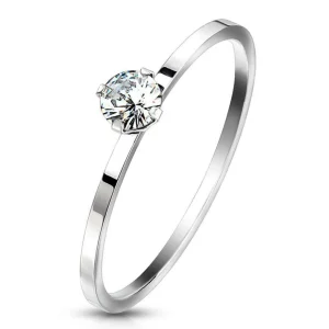 Ring mit Solitär-Kristall silber aus Edelstahl Damen
