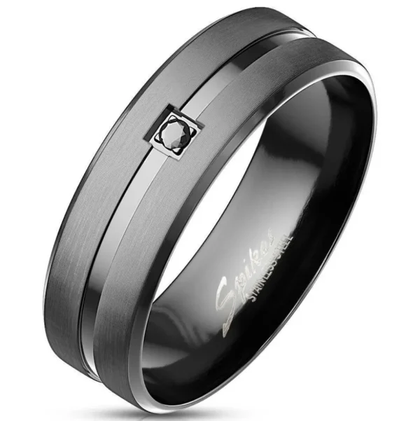 Ring Mittelring Schwarz aus Edelstahl Herren