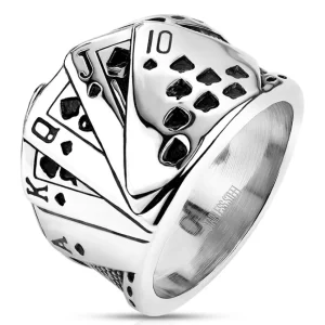 Ring Royal Straight Flush breit Silber aus Edelstahl Herren
