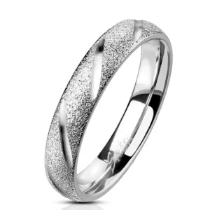 Ring sand-gestrahlt Diamant Cut Silber aus Edelstahl Unisex