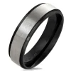 Ring Silber gebürstet mit schwarzen Außenringen Unisex